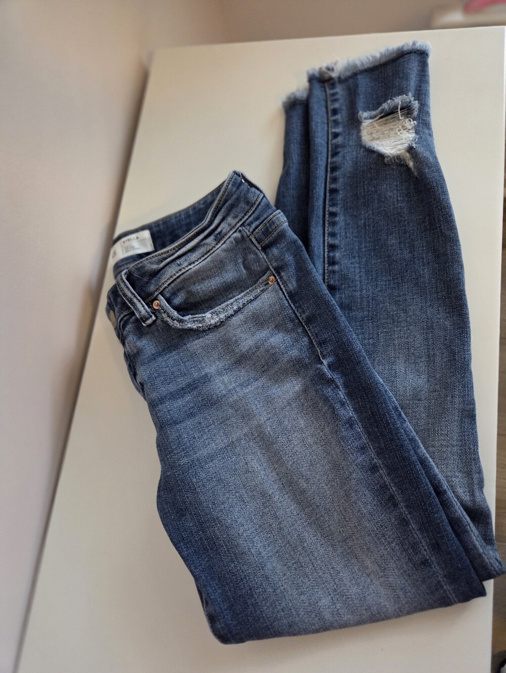 BKE Women's Skinny Distressed Dark Blue Jeans
